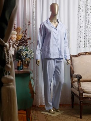 Pijama Listrado Azul e Branco